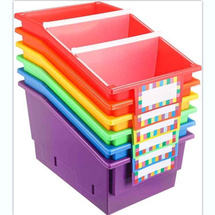 Amazon storage box, plug-in sorting plastic storage box, desktop stationery, office supplies, teaching aid storage box.
