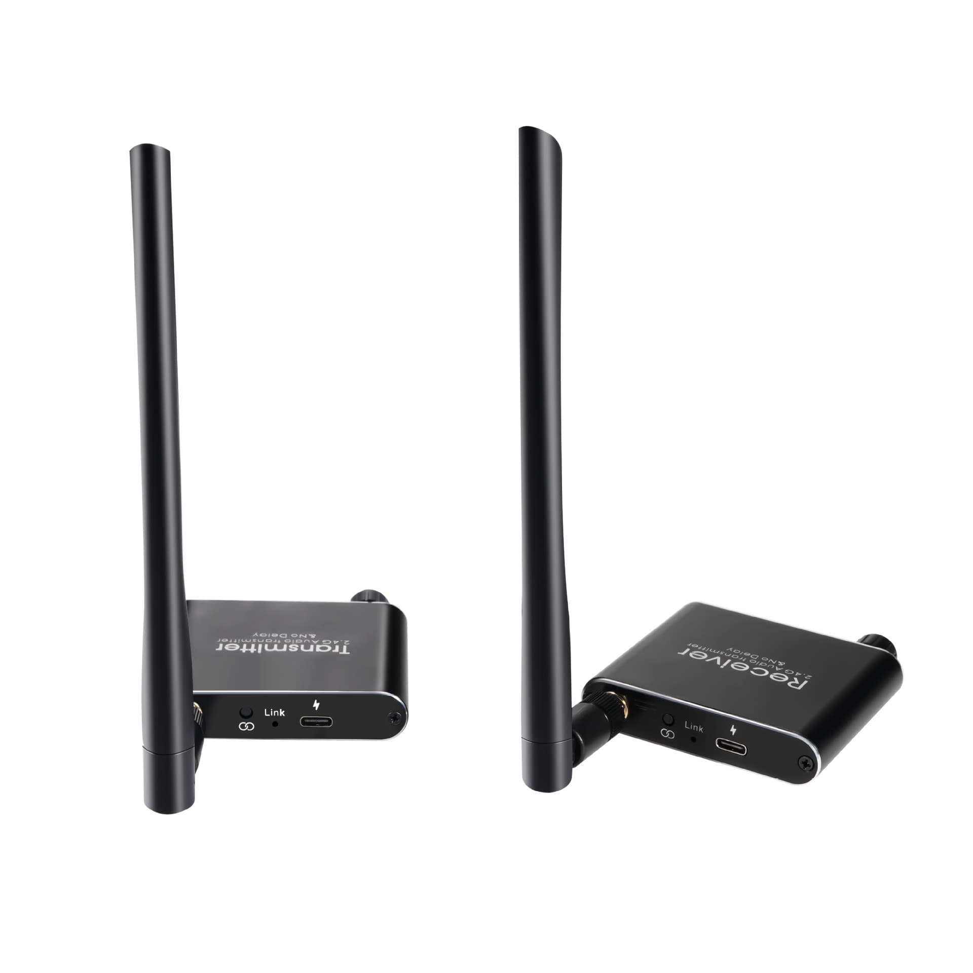 Cross-border 2.4G zero-latency audio transmitter with 50-meter range for transmitting and receiving wireless audio.