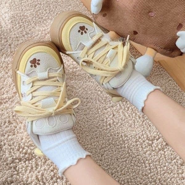 Platform tongue niche design high appearance middle school student cotton versatile cute Pudding Dog shoes cotton flats