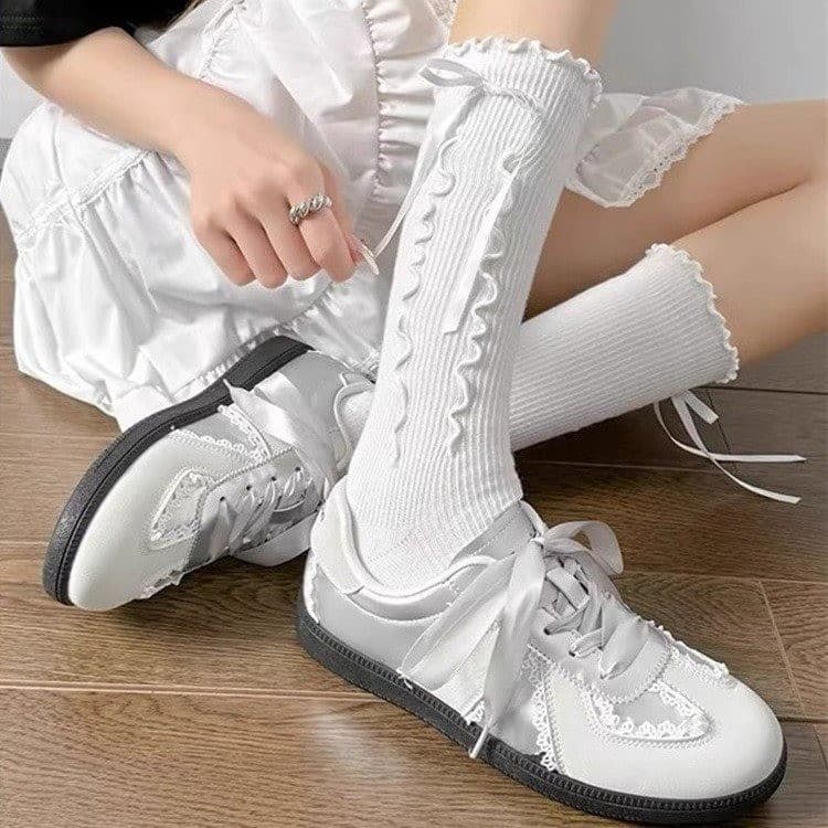 Silver German Training Shoes Women 2025 Spring Autumn New Lace White Shoes Niche Retro Women Shoes Versatile Sneakers