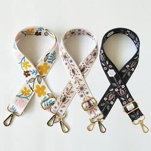 Women's Backpack Strap Accessory, Adjustable Crossbody Canvas Bag Strap, Ethnic Style Shoulder Strap, Black Wide Strap