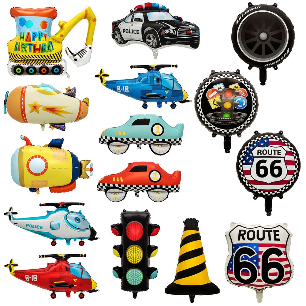 New Police Car 18-inch Round Aluminum Foil Balloon Theme Party Balloon Wholesale Decoration Children's Party Balloon Car