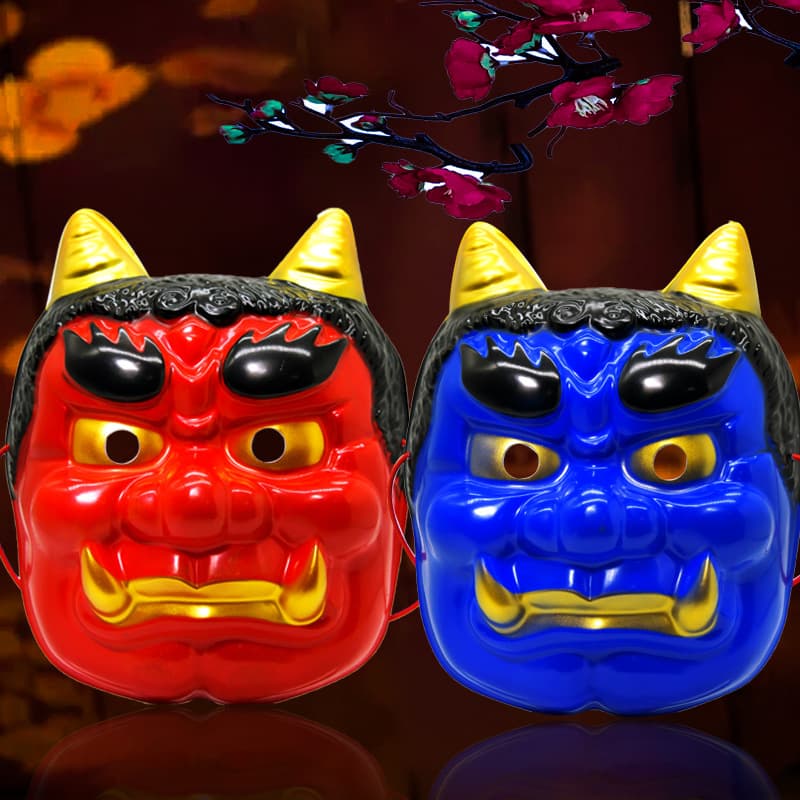 Japanese New Year Monster Halloween Noh Drama Namahage Hannya Masks, Tattoo Shop Decoration, Sushi Restaurant Decor