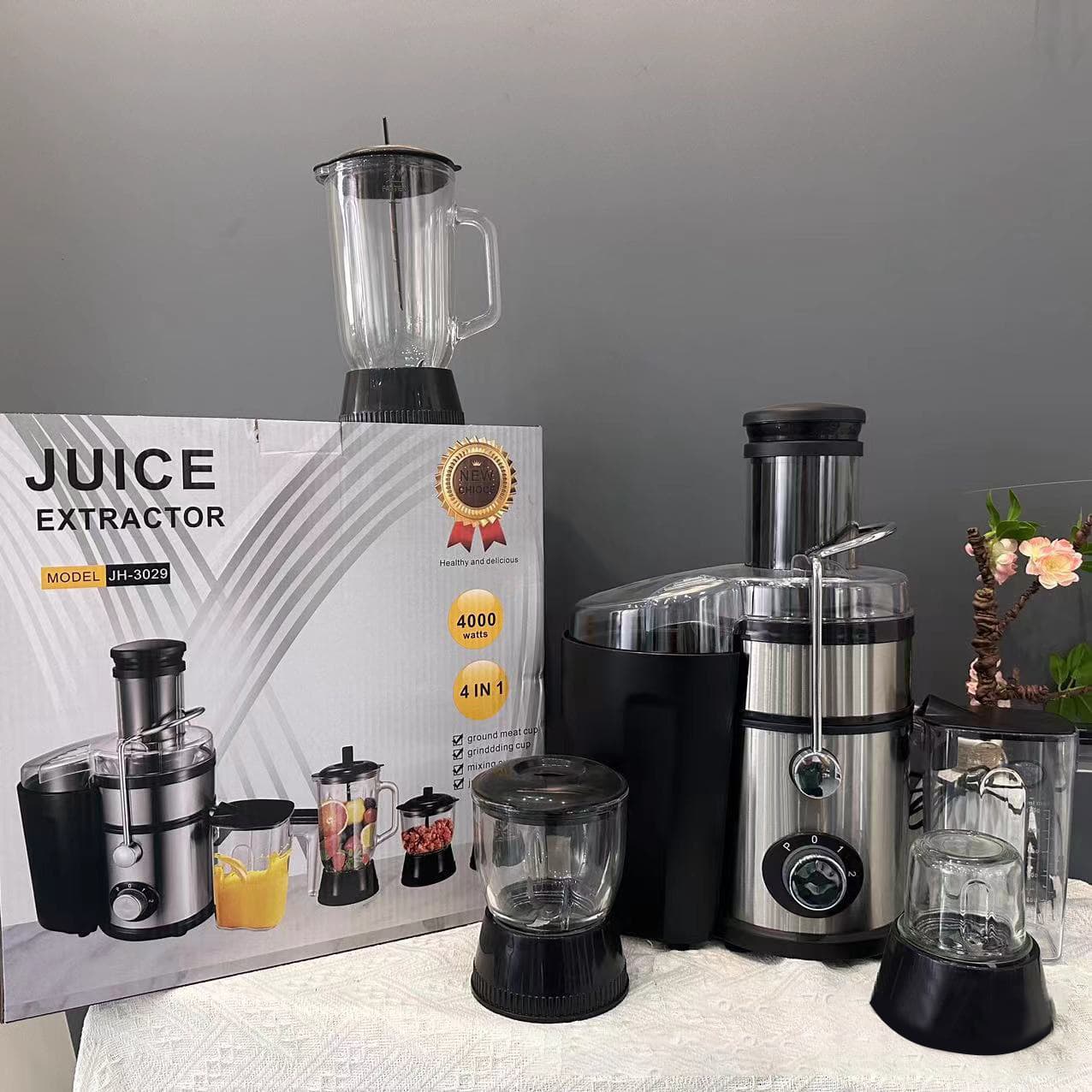 Cross-border Jicer multifunctional large-diameter 4-in-1 electric juicer with pulp separation, juice extractor, and juicer.