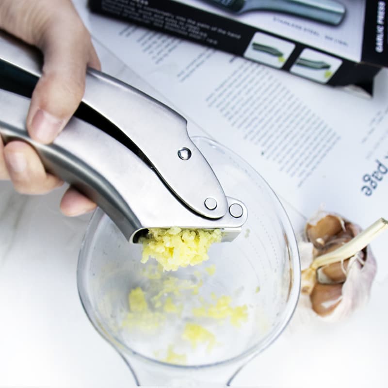 Thickened 304 Stainless Steel Manual Garlic Press Kitchen Tool Large Size Garlic Smasher Skin Remover Paste Maker Non-Electric