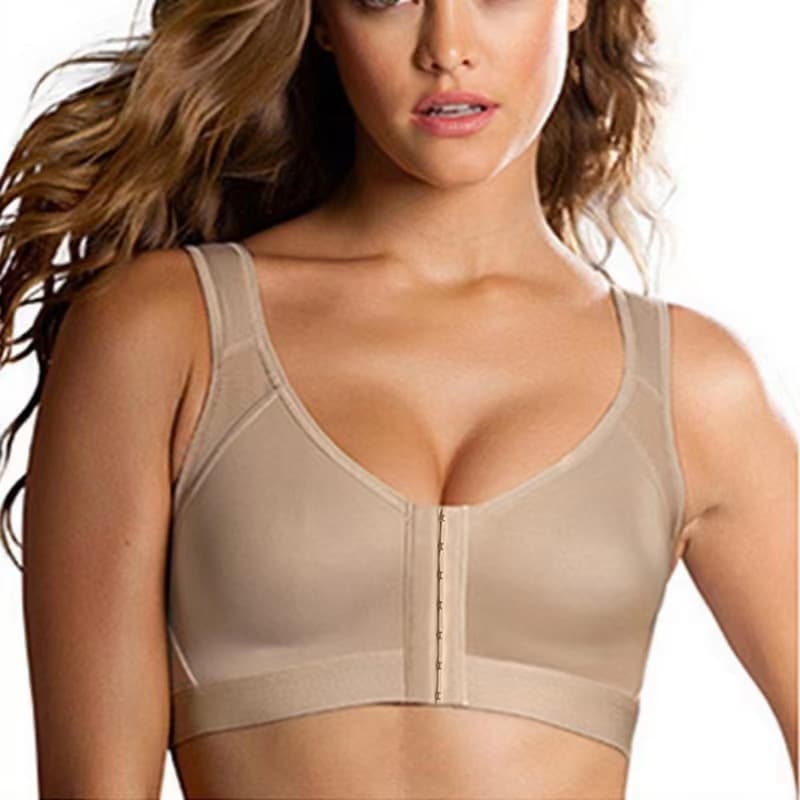 New European and American Large Size Padded Fitness Underwear Cross-Border Vest Front Buckle Breathable and Comfortable Wire-Free Sports Bra