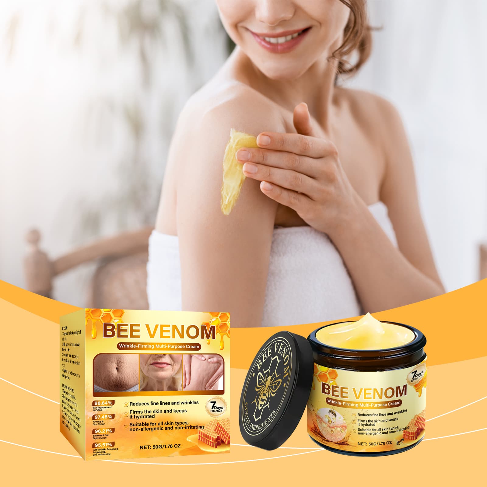 Bee Venom Care Cream Mild Ingredients Nourish Skin Care Lock Skin Moisture Rejuvenation Moisturizing Daily Body Care