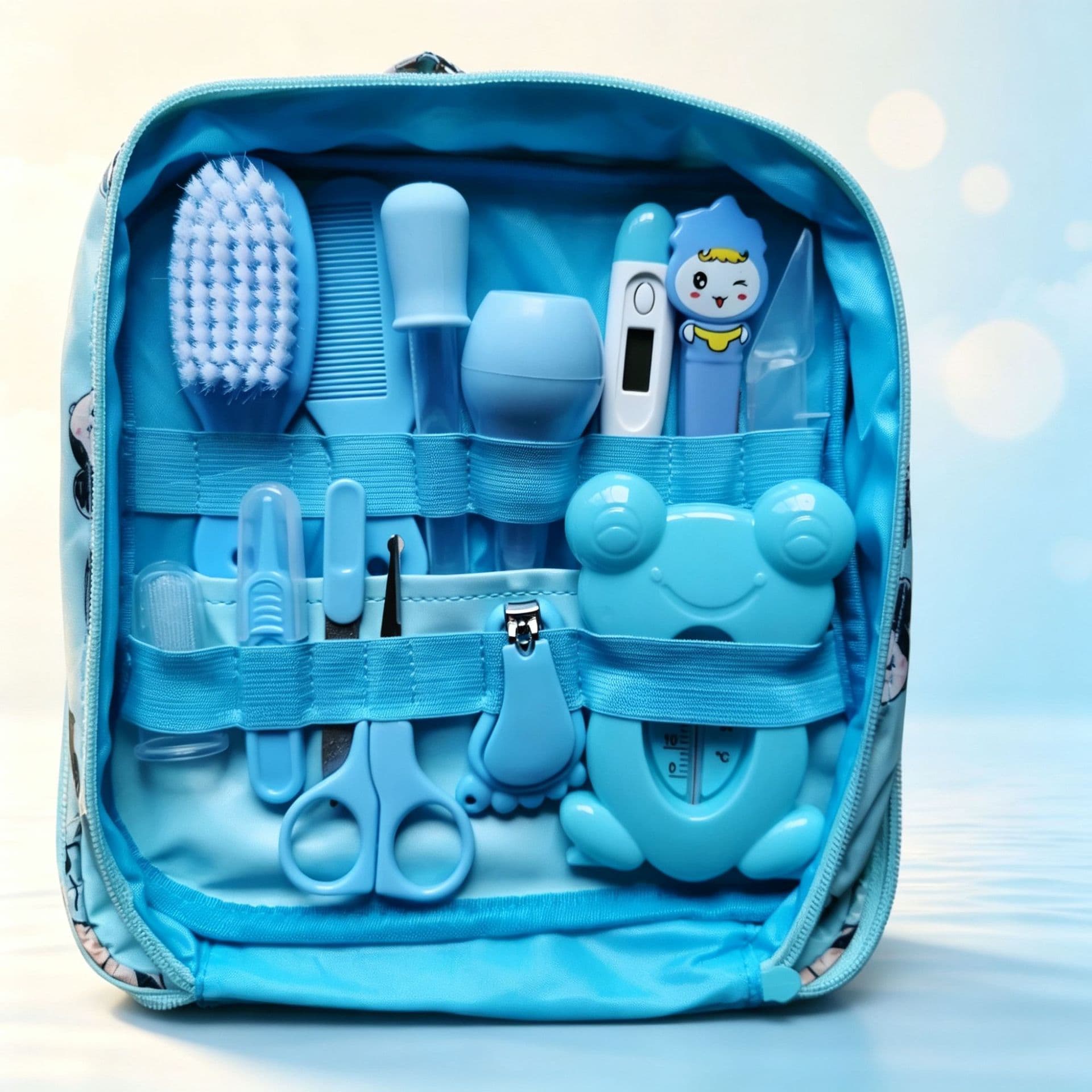 13-Piece Baby Care Cloth Bag Set Baby Nasal Aspirator Nail Clipper Cartoon Kit Daily Cleaning Supplies Care Package