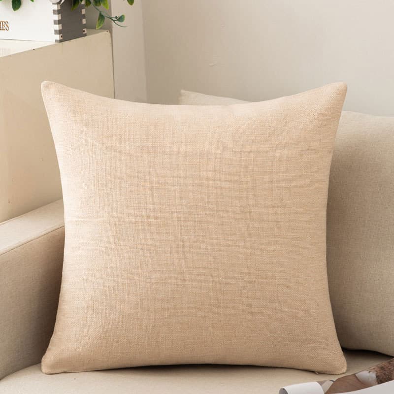 Shengdu Solid Color Linen Style Throw Pillow Cover, Simple Office Lumbar Support Back Cushion, Long Bed Headrest Pillow