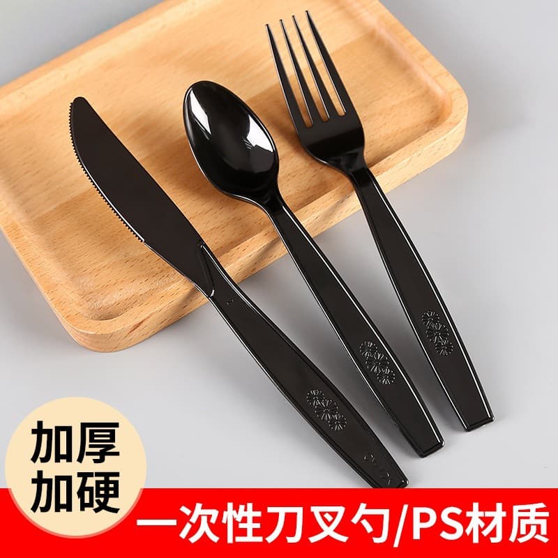 7-inch disposable plastic pizza cutlery, spoon, plastic fork, individually packaged thickened steak cutlery set