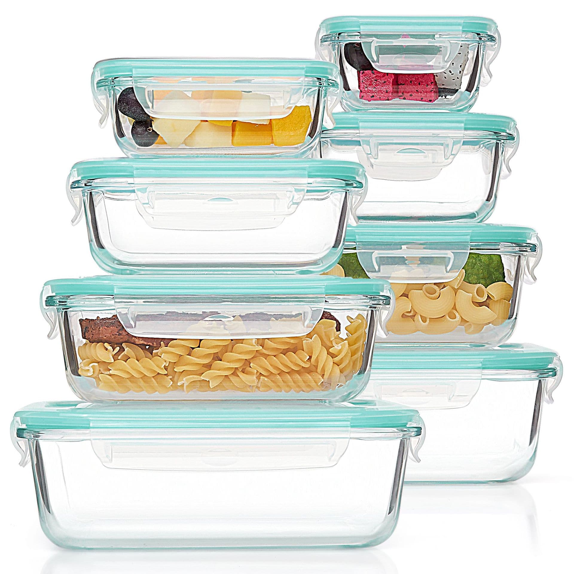 Glass Food Storage Container Set Microwave Heating Airtight Box Household Refrigerator Food Organizer Bento Lunch Box Colorful