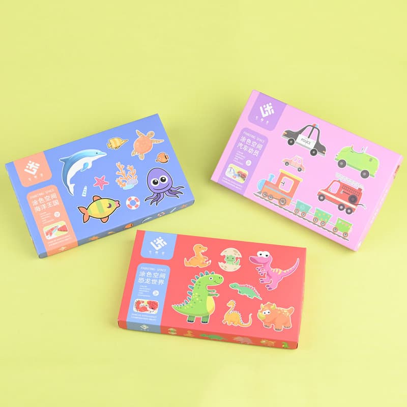 Children's drawing set with washable 3D crayons for free coloring and play.