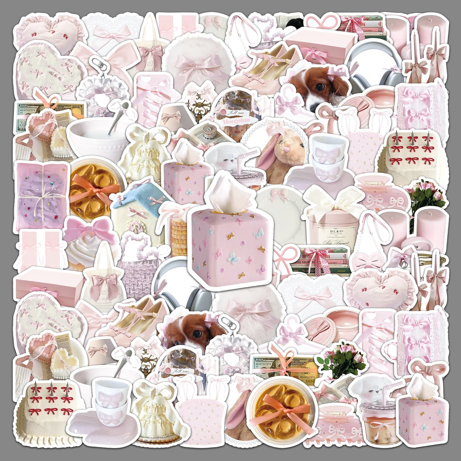 Adorable Fresh Butterfly Knot INS Stickers 50 Pcs Waterproof Decorative Mobile Phone Scrapbooking Stickers Cute Style