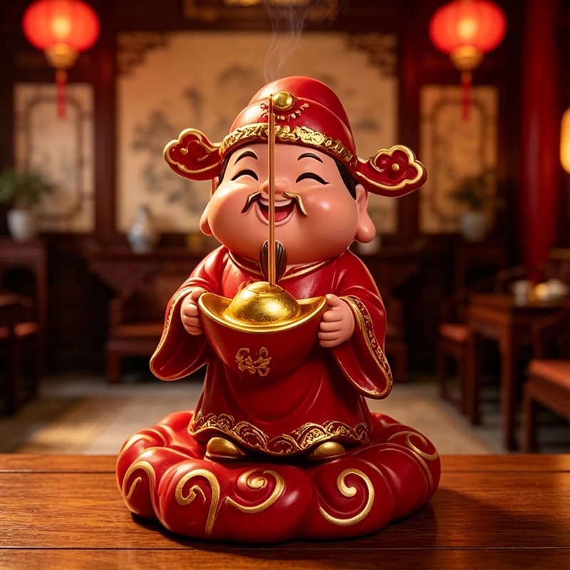 Small God of Wealth incense burner God of Wealth office work station decompression ornaments desktop decoration fortune God line incense burner incense insert