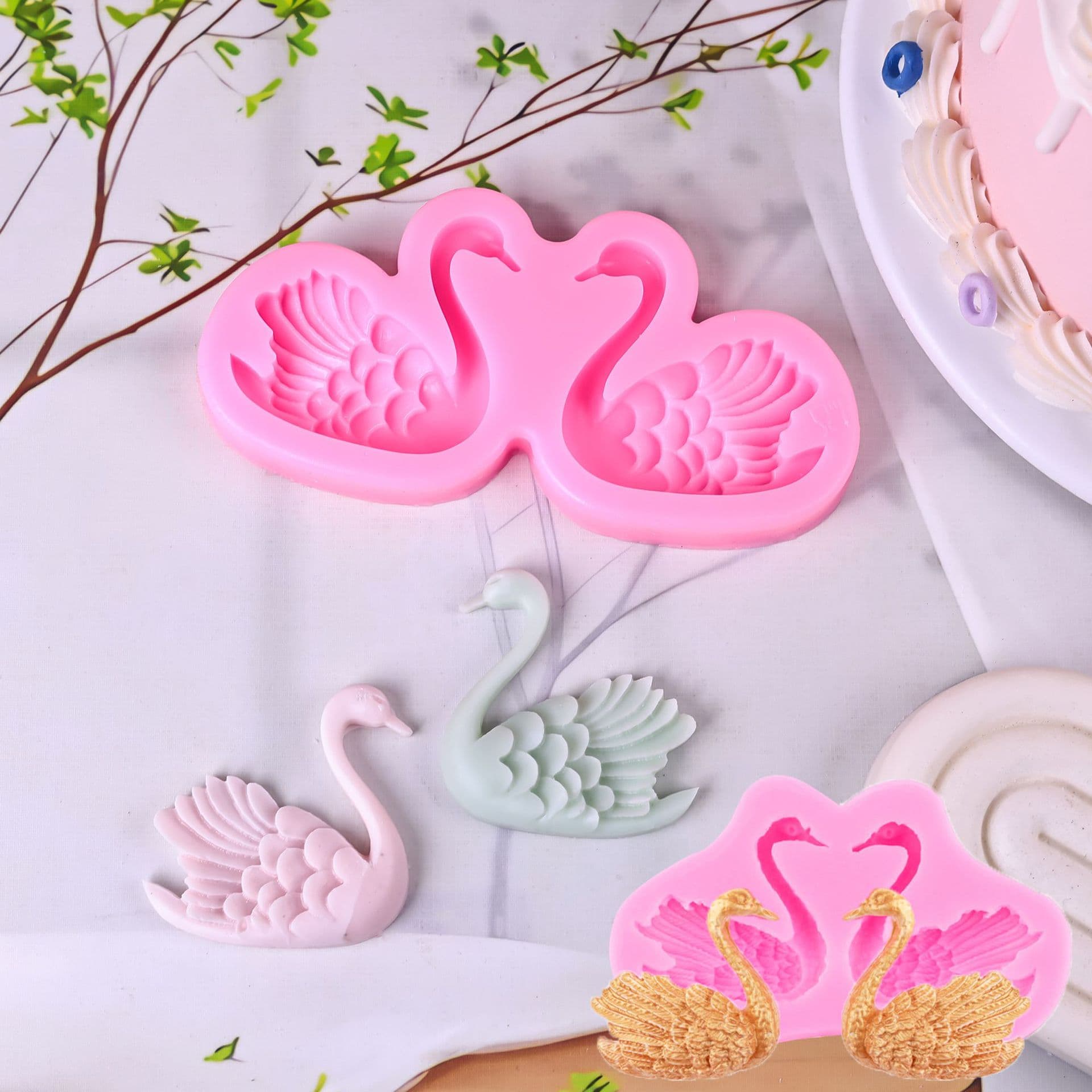 Small Swan Shaped Silicone Mold Cake Decoration Jelly Chocolate Accessories Dessert Table Decor Candle Aromatherapy Irregular Shape