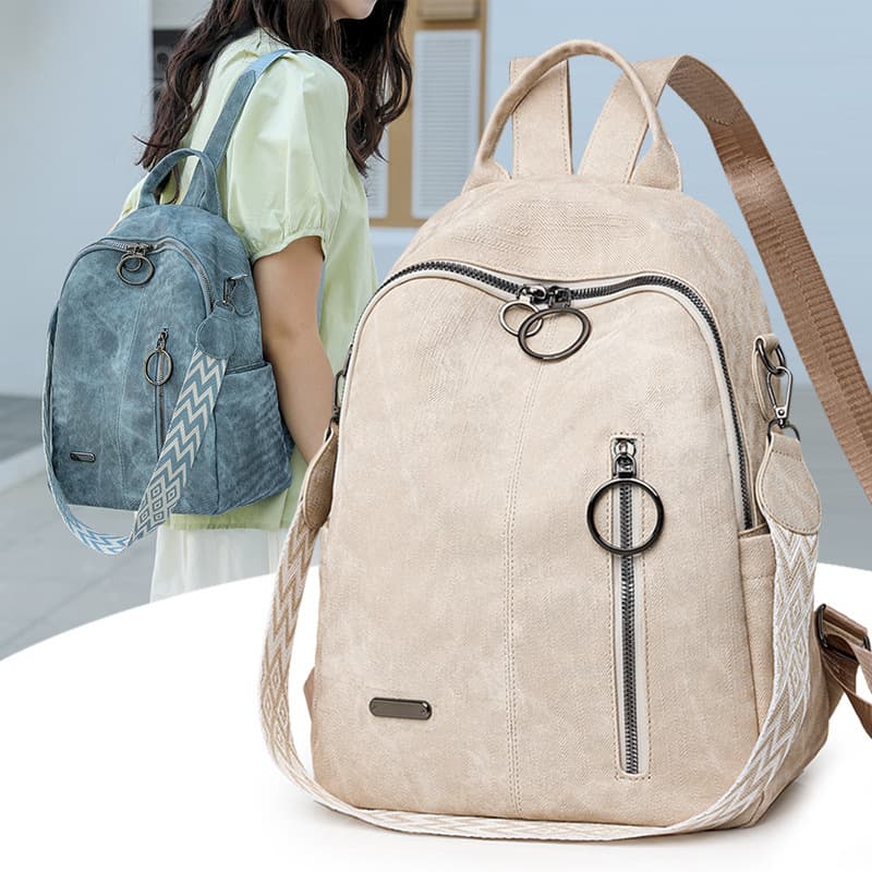 Soft Leather Backpack Women's 2025 Summer New Retro Shoulder Two-way Schoolbag Korean Version Large Capacity Travel Commuter Backpack
