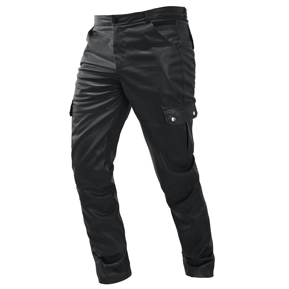 2025 Cross-Border New Style PU Leather Pants European and American Hot-Selling Workwear Straight Leg Casual Pants Men's Leather Pants