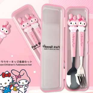 Sanrio Cinnamoroll My Melody 410 Stainless Steel Kids Cute Cartoon Portable Tableware Chopsticks Spoon Set 2