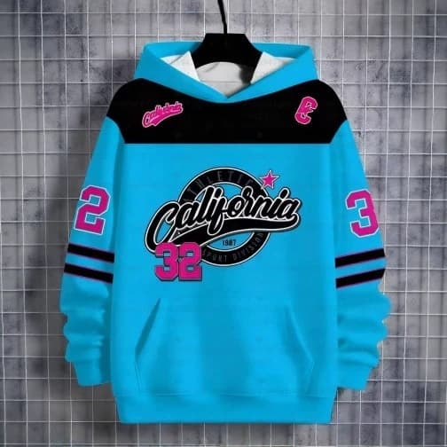 Hoodie with 3D California No. 23 Print, Men's Hoodie, Fall/Winter Training Hoodie, Women's Top
