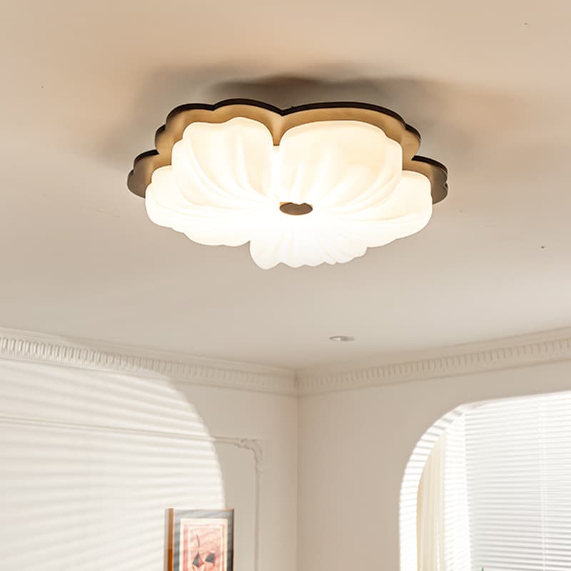 Wabi-Sabi Walnut Flower Bedroom Ceiling Light Mid-Century Solid Wood Eye-Caring Main Bedroom Study Lamp casagd