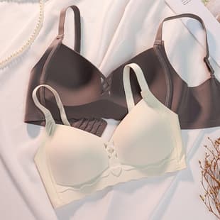 Seamless Bra for Women Summer Thin Cup Small Bust Push Up Support Anti-Sag Solid Color Smooth Wire-Free Bra