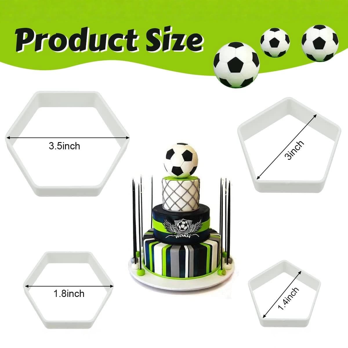 4Pcs Football Fondant Cake Printing Cutting Mold Plastic Cookie Mold Cake Decoration Mold Baking Mold