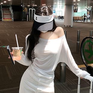 Korean Style Lyocell Tencel Top Summer Off-Shoulder Top Slim Fit Lyocell T-Shirt for Women