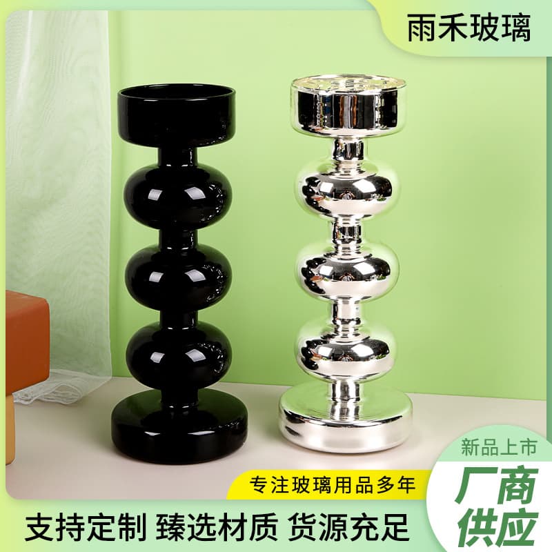 Colorful Glass Candle Holder Creative Vintage Living Room Ornament Glass Craft Candle Container