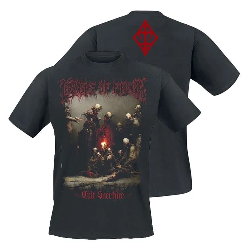 Cotton Short Sleeve T-Shirt Men Cradle Band American Rock Gothic Black Metal Pop Short Sleeve T-Shirt Dirty