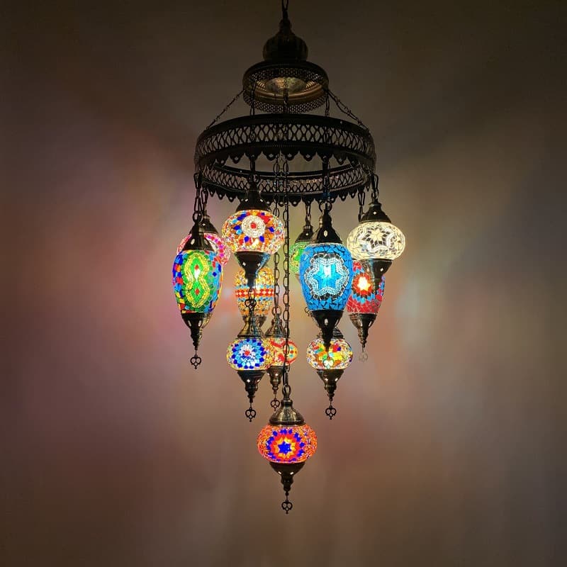 Turkish hanging lamp Turkish classic 12-head bedroom restaurant hotel B&B handmade chandelier
