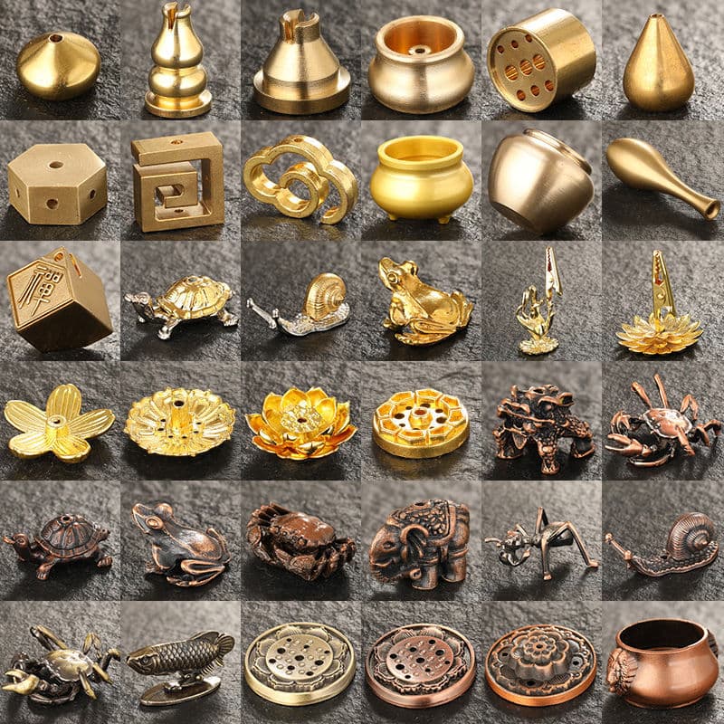 Copper Incense Burner Mini Multi-Hole Sandalwood Stick Holder, Personalized Nine-Hole Design