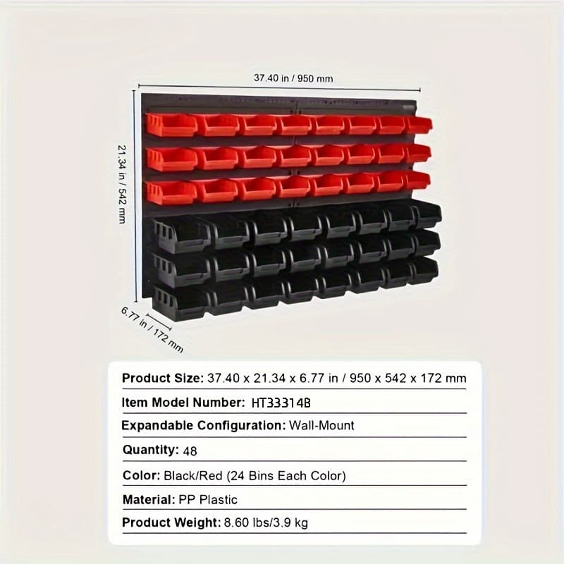 New 48-Piece Tool Box Set with Hanging Panel, Back-Mounted Plastic Parts Storage Box, Cross-Border Best Seller