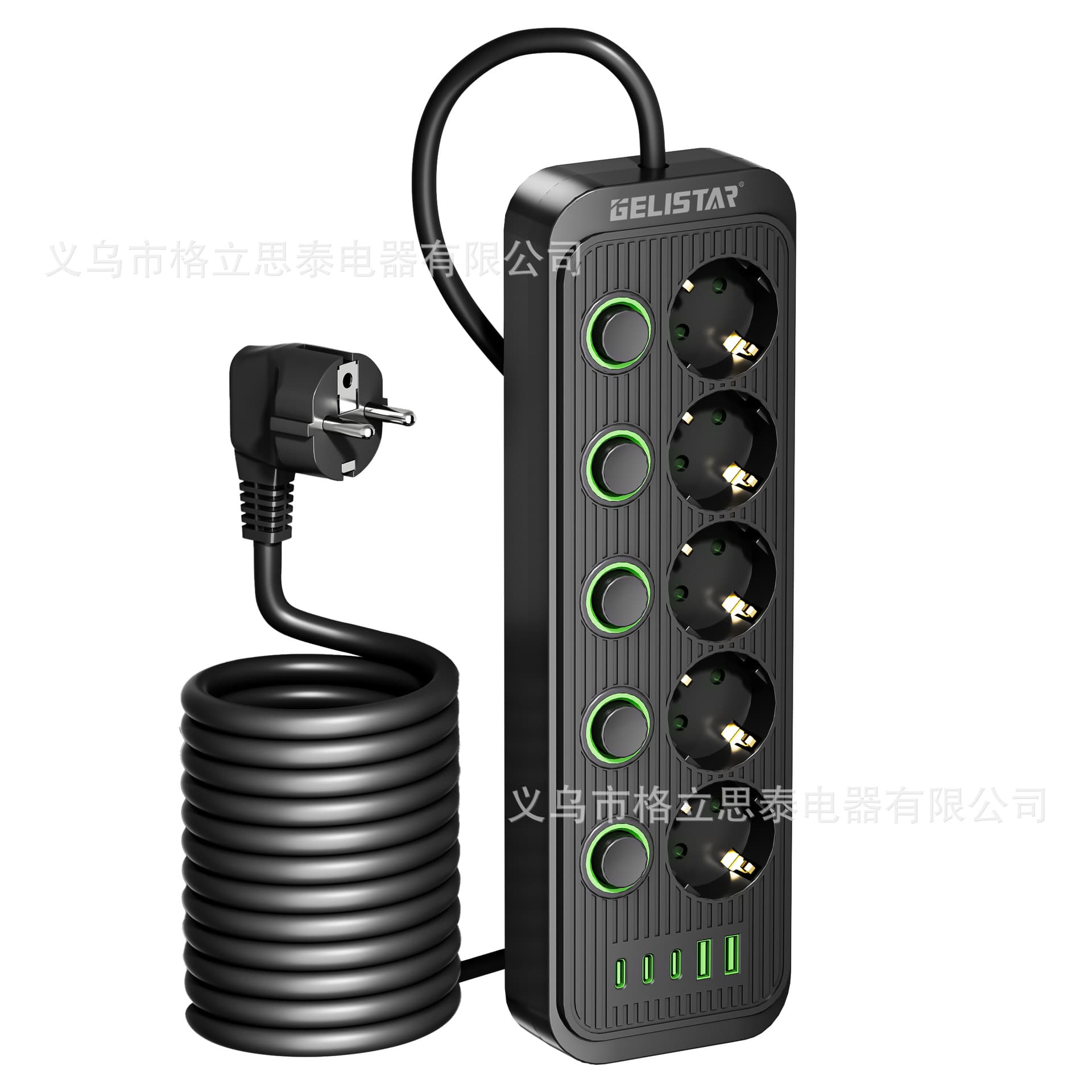 European Type-C Charging Power Strip with 2 USB Ports, European Standard, Factory Direct