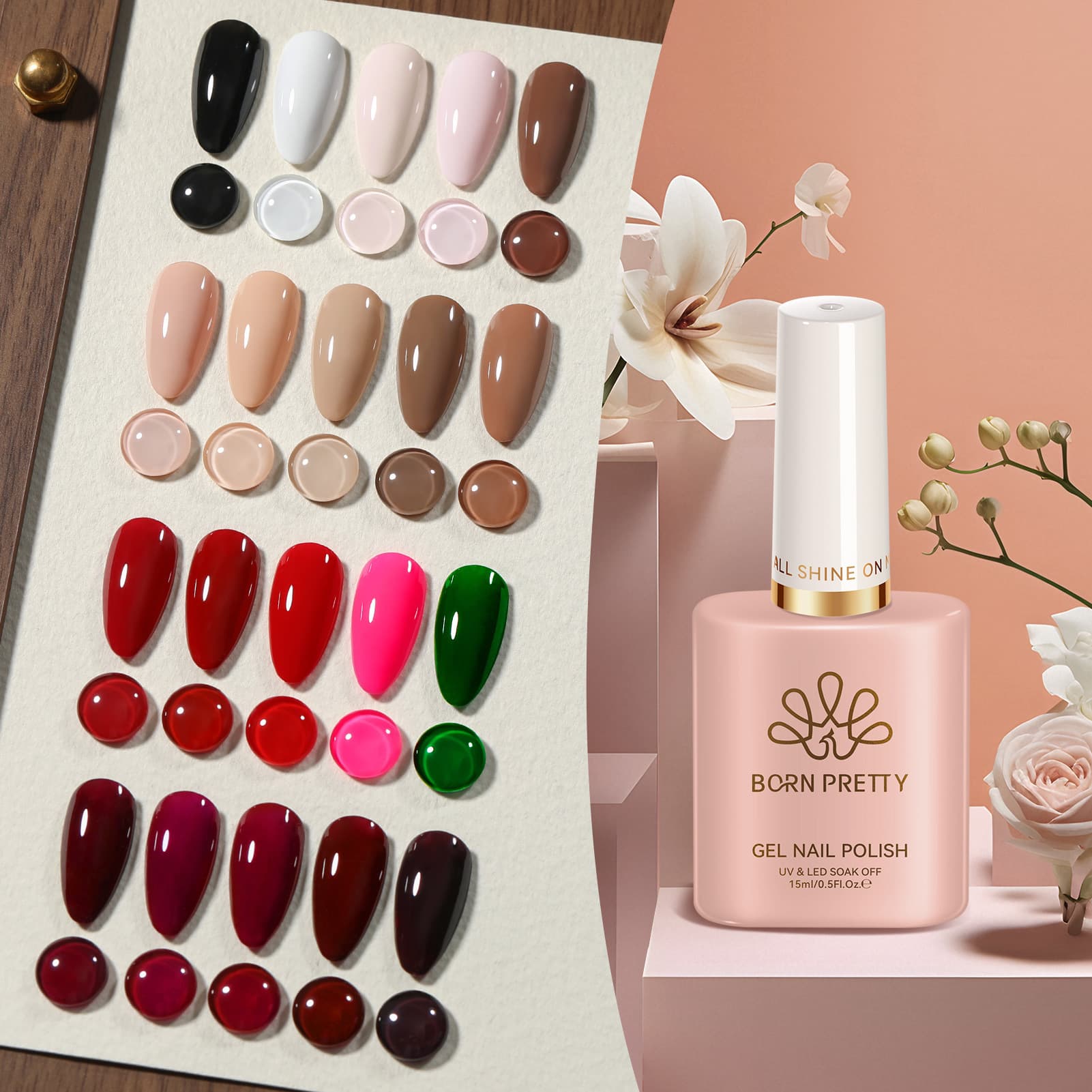 BORN PRETTY cross-border new product nail polish gel popular color phototherapy gel nail polish solid color gel one bottle one color