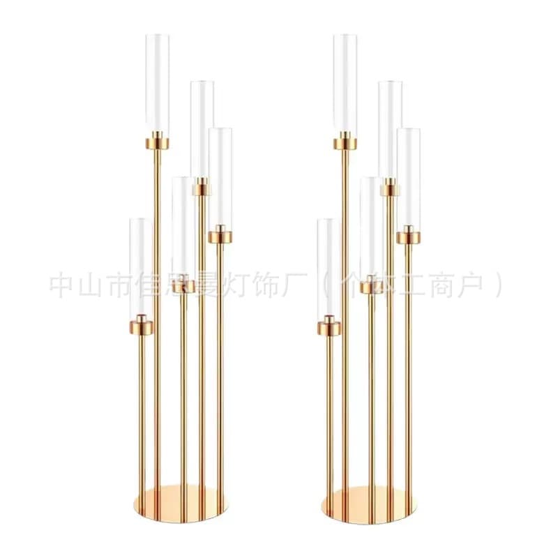 Cross-border Wedding Props Electroplated Gold Step-by-Step Candle Holder Aisle Guide Iron Art Hotel Romantic Wedding Decoration