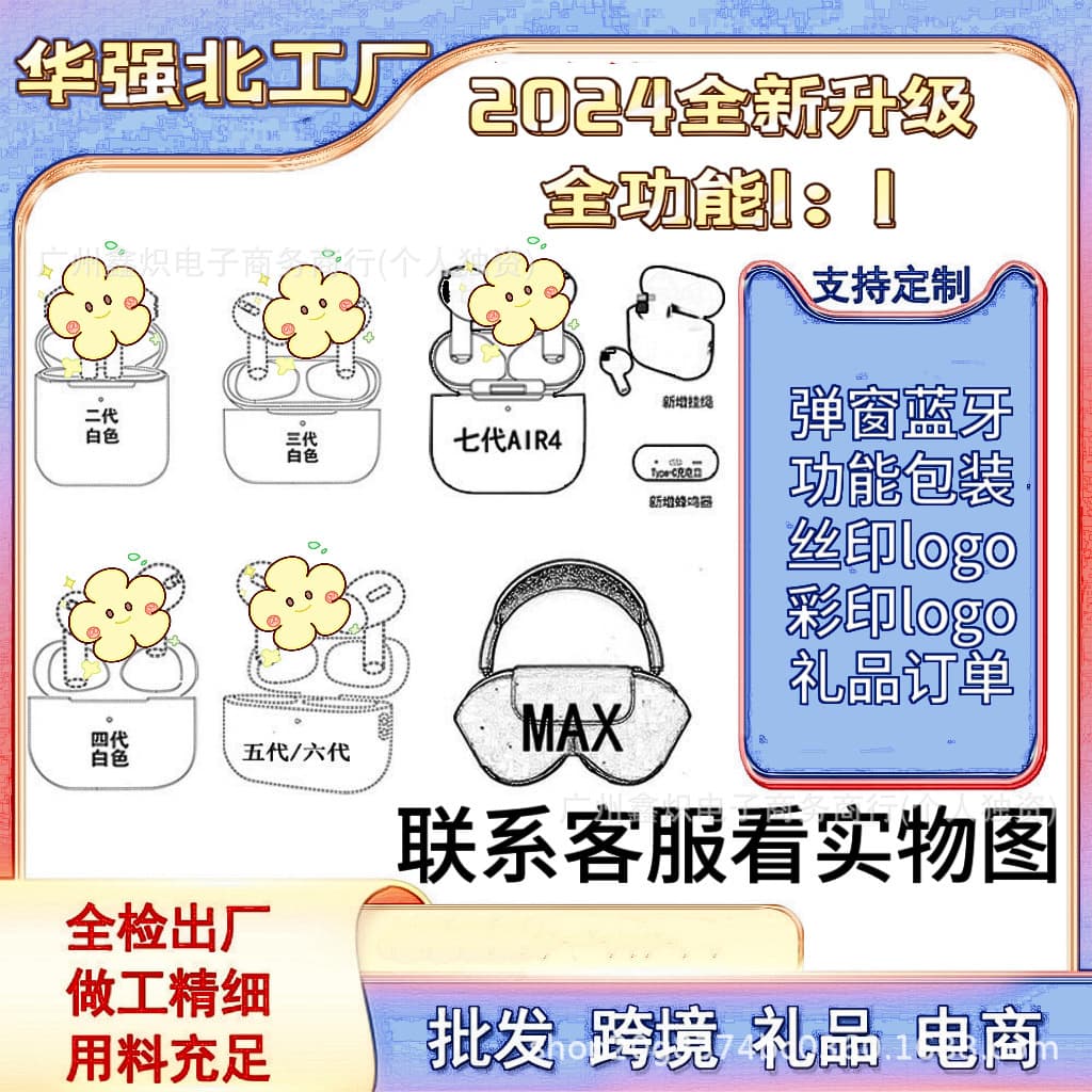 Cross-border Huaqiangbei earphones 8th generation 7th generation 6th generation Bluetooth wireless earphones TWS suitable for Apple Jerry full-featured high configuration