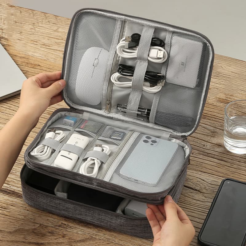 Travel Portable Charger Earphone Storage Box Multi-Functional Divided Document Digital Bag Other Main Material Origin China