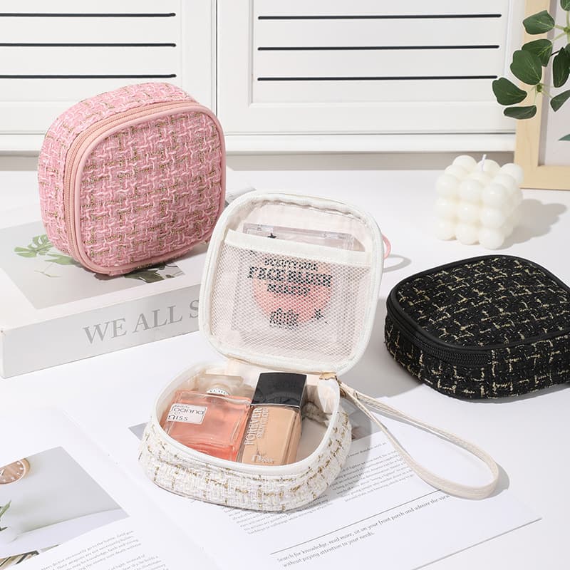 Amazon Chanel-Style Storage Lipstick Makeup Bag Data Cable Storage Pouch Portable Inner Bag Factory Wholesale