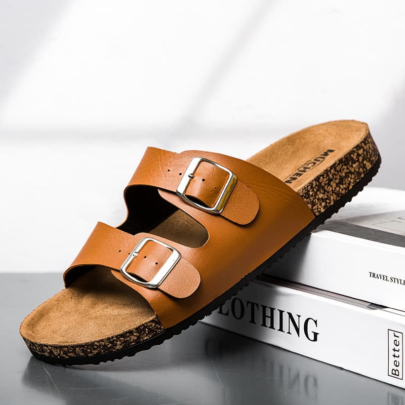 Summer Birkenstock Sandals Double Buckle Open Toe Couple Casual Slippers Cross-Border Men's Slide Slippers