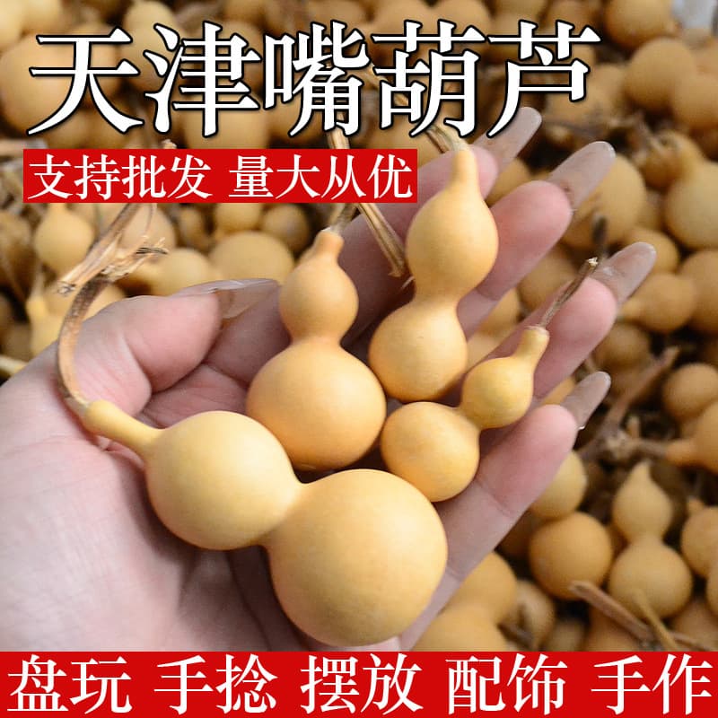 Hand-Spun Tianjin Mouth Gourd - Liaocheng Antique Small Gourds, Xiaomei Grass Gold Large Gourd Ornaments, Wholesale Gourds