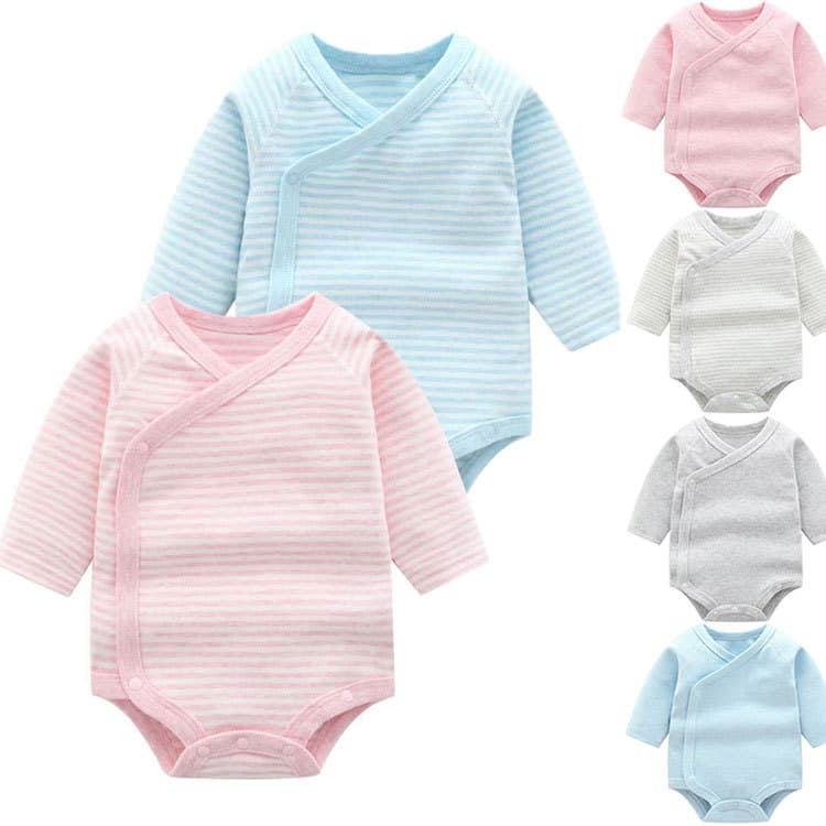 Newborn Winter Warm Sleepwear Long-Sleeve Side-Tie Romper for Baby Boys and Girls, Thick Infant Bodysuit