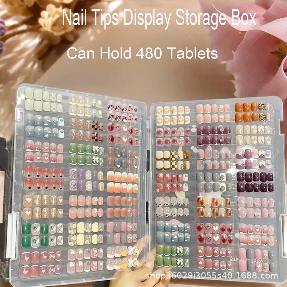 480-Piece Cross-Border Wearable Nail Tip Transparent Storage Box, Large Capacity Nail Art Tip Organizer Display Case Wholesale