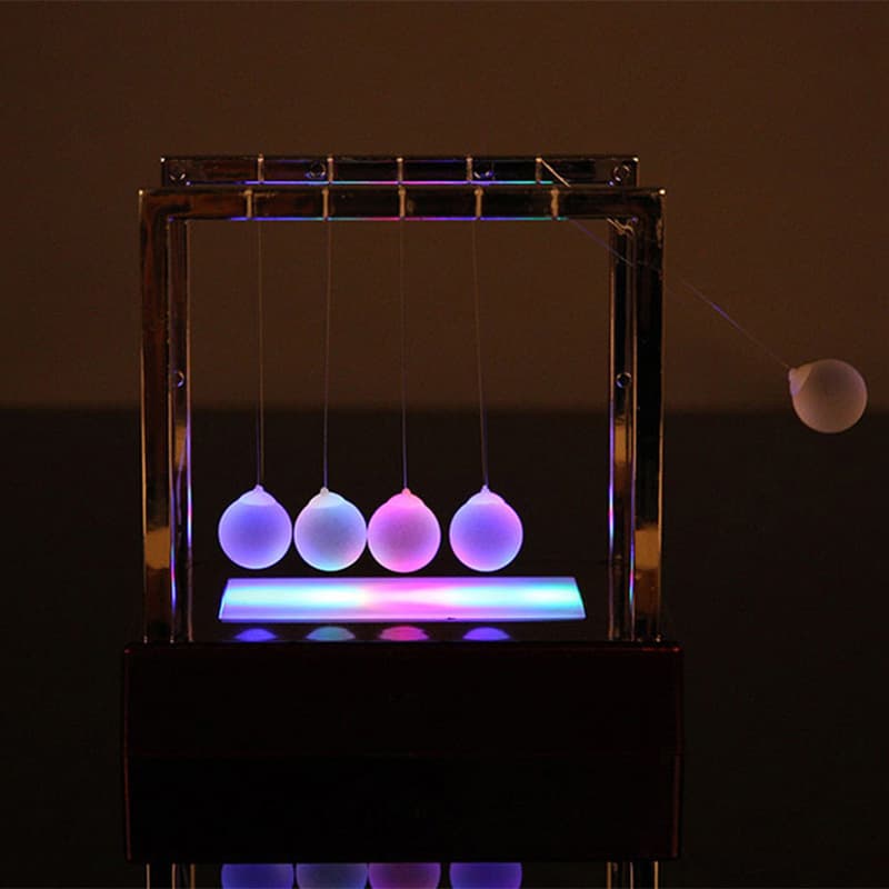 Colorful Glowing Newton Perpetual Impact Ball Force Transfer Pendulum Momentum Conservation Bead Bumping Creative Desktop Decoration