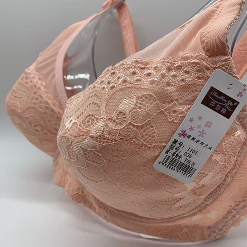 Safinya 1101 Wireless Breathable Lace Thin Large Size Bra Push-up Comfortable for Full Bust Women