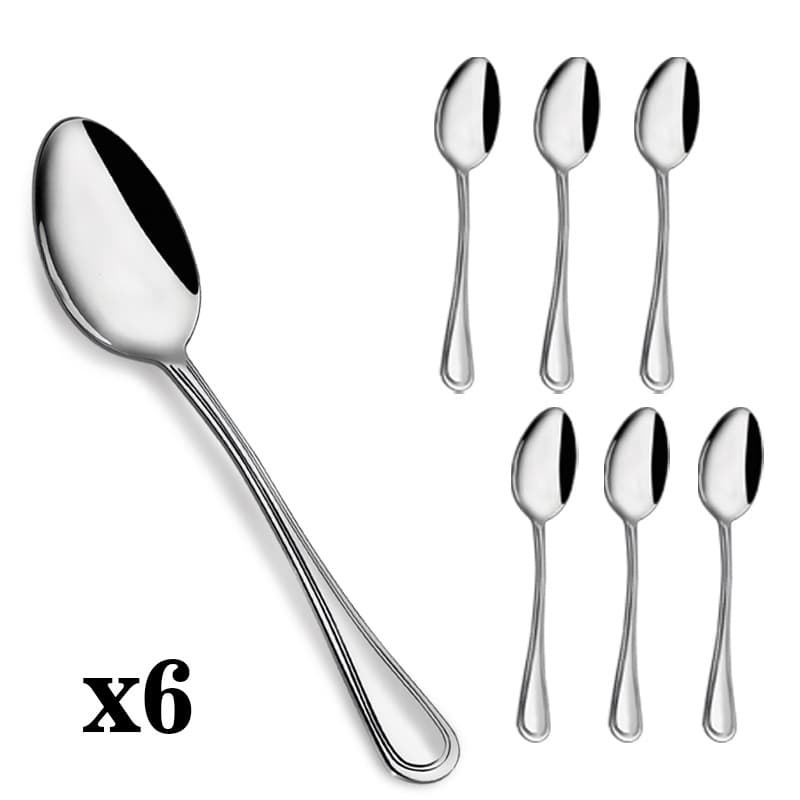 Cross-border hot selling Amazon stainless steel table spoon 6-piece set spoon source factory hotel western tableware bright spoon