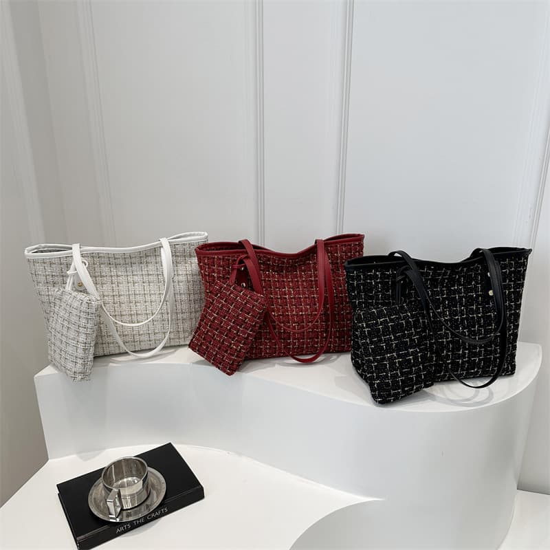 Trendy Woolen Bag Women's 2025 New Canvas High-End Niche Crossbody Bag Fashion Handbag Bucket Bag