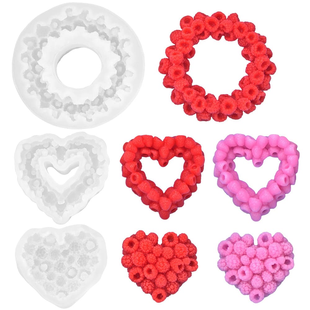 Realistic Raspberry Berry Ring Silicone Mold, 3D Raspberry Mousse Cake Decoration Gummy Silicone Mold, Fruit Mold