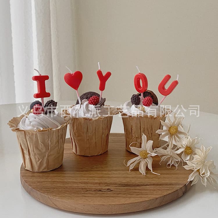 Korean Ins Style Valentine's Day I Love You Macaron Rainbow Color I LOVE YOU English Letter Birthday Candle
