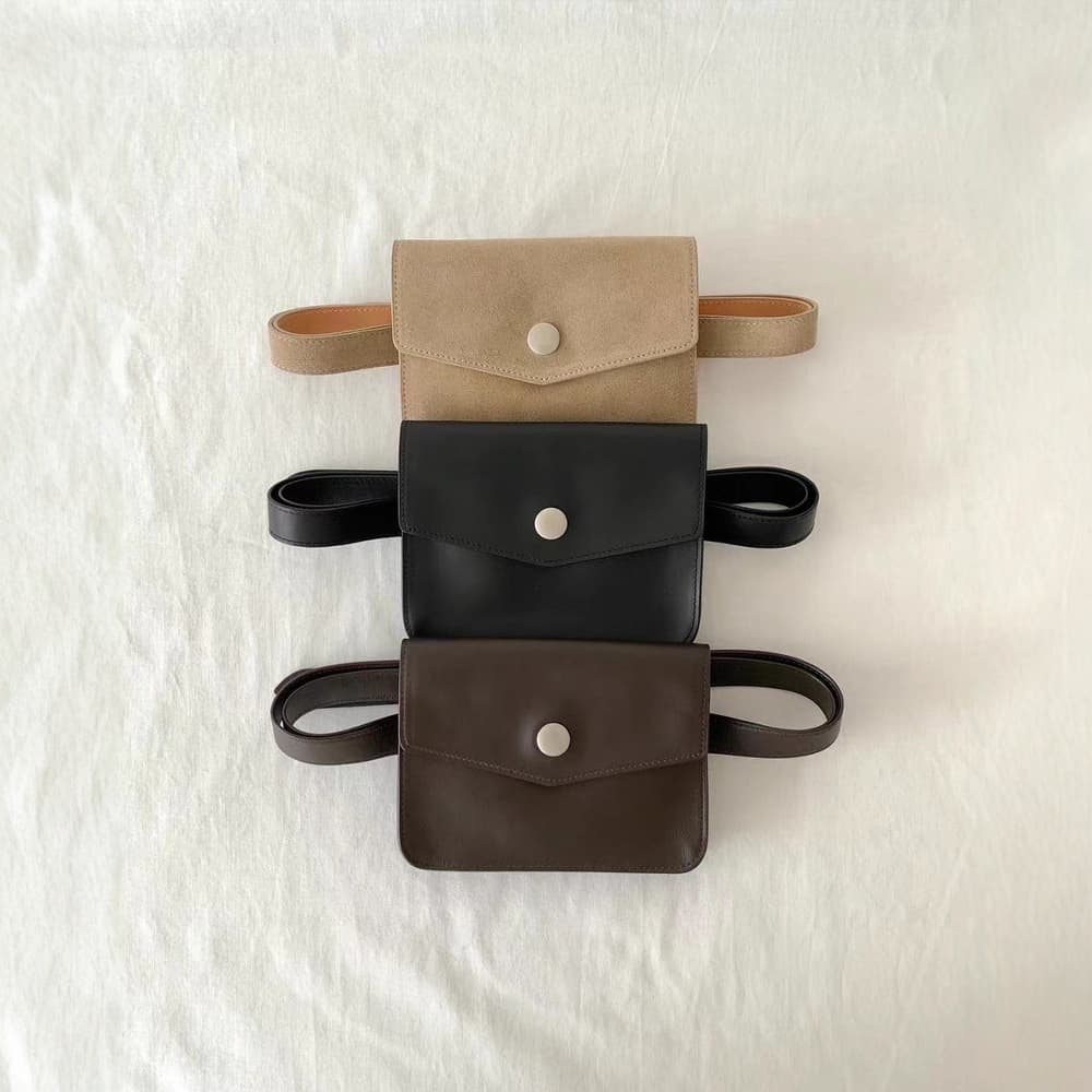 2025 Spring New Waxed Leather Waist Bag, Fall/Winter Styling Piece, Korean Blogger Same Style Belt Waist Bag