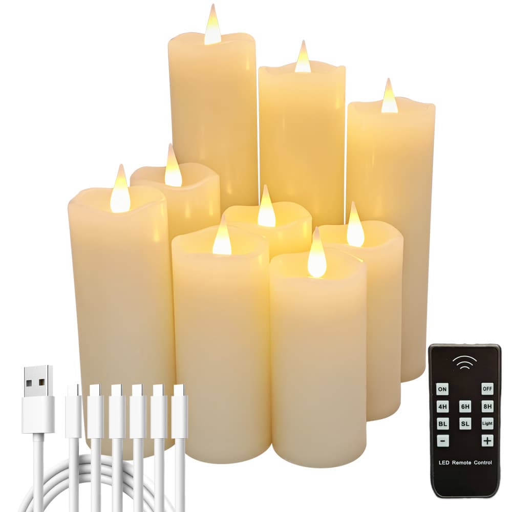 LED Electronic Candle Rechargeable Simulated Wax Wedding Romantic Atmosphere Valentine's Day Halloween Remote Control Timer